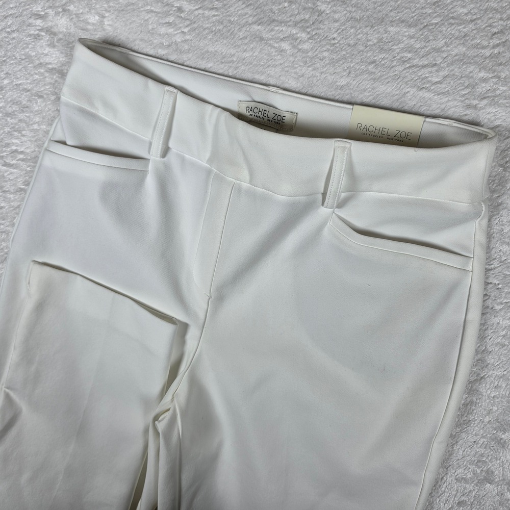 NEW Rachel Zoe Hi-Rise Slim Leg Women 8 White Nylon Stretch Trousers 0839331
